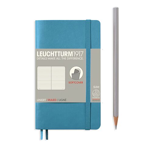 Notebook Pocket A Softcover Numbered Pages Nordic Blue Ruled