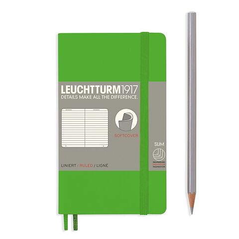 Notebook Pocket A6 Softcover 123 Numbered Pages Fresh Green Ruled