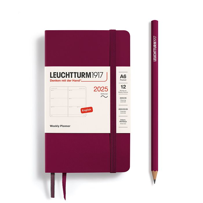 Weekly Planner Pocket (A6) 2025, Softcover, Port Red, English