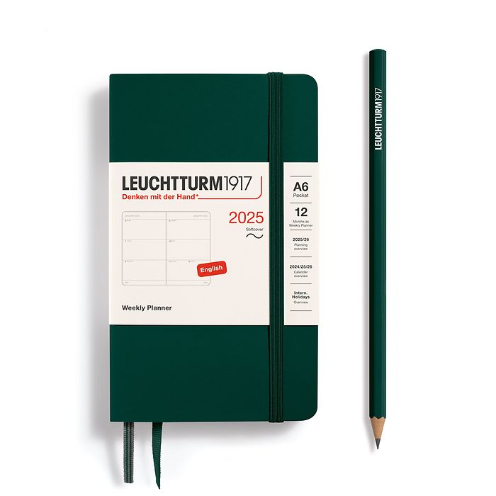 Weekly Planner Pocket (A6) 2025, Softcover, Forest Green, English