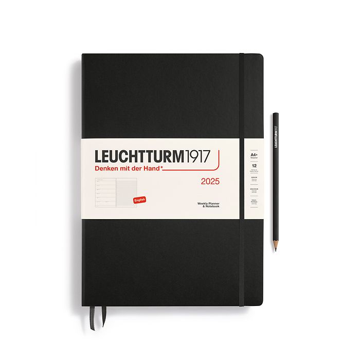 Weekly Planner & Notebook Master (A4+) 2025, Black, English