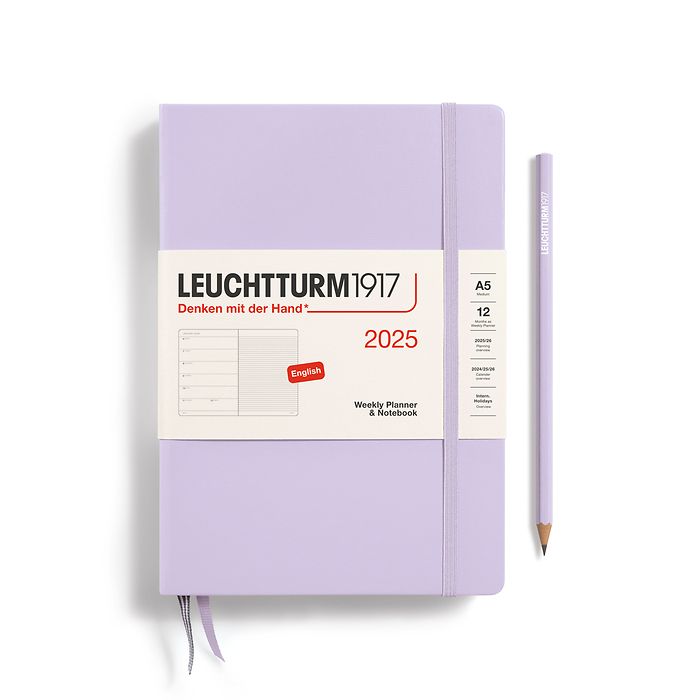 Weekly Planner & Notebook Medium (A5) 2025, Lilac, English