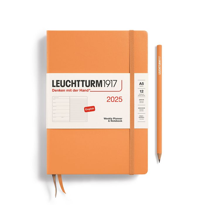 Weekly Planner & Notebook Medium (A5) 2025, Apricot, English