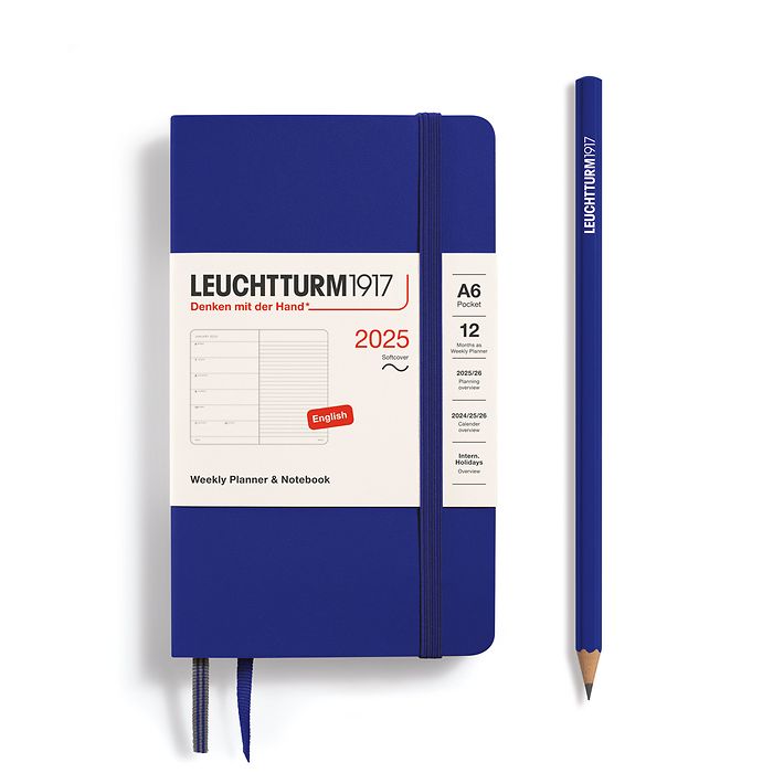 Weekly Planner & Notebook Pocket (A6) 2025, Softcover, Ink,  English