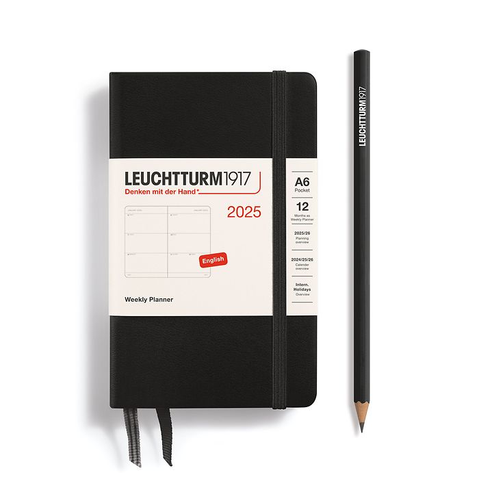 Weekly Planner Pocket (A6) 2025, Black, English