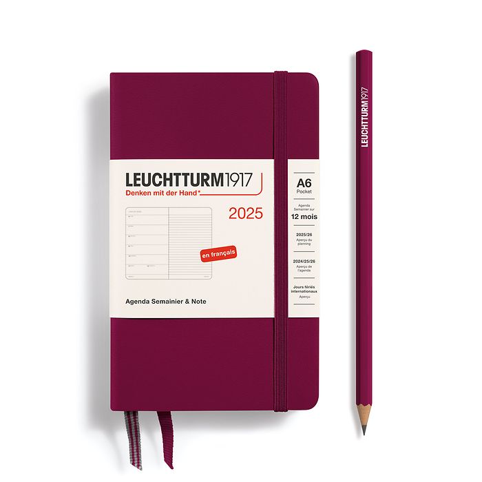 Weekly Planner & Notebook Pocket (A6) 2025, Port Red, French