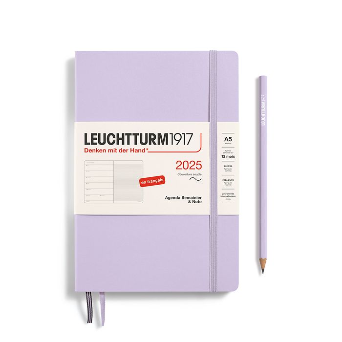 Weekly Planner & Notebook Medium (A5) 2025, Softcover, Lilac, French