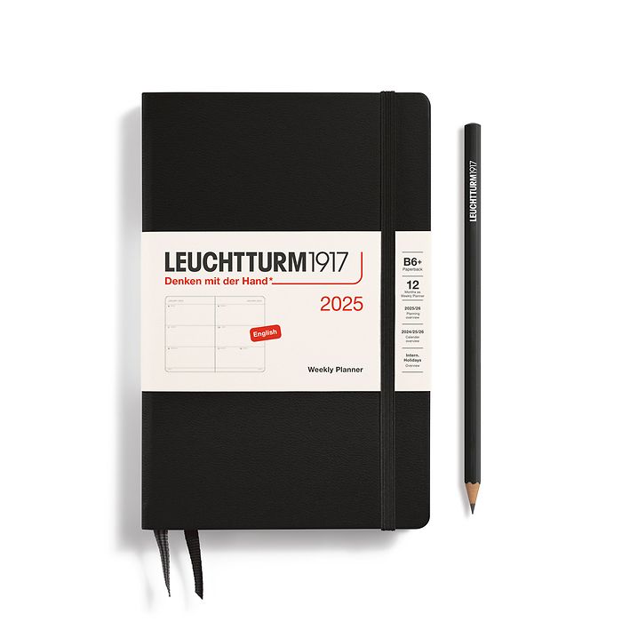 Weekly Planner Paperback (B6+) 2025, Black, English