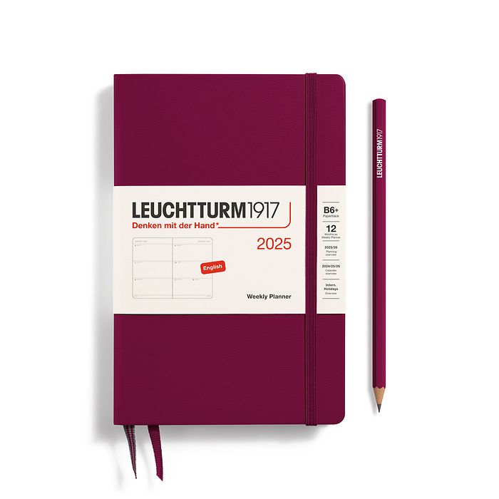 Weekly Planner Paperback (B6+) 2025, Port Red, English