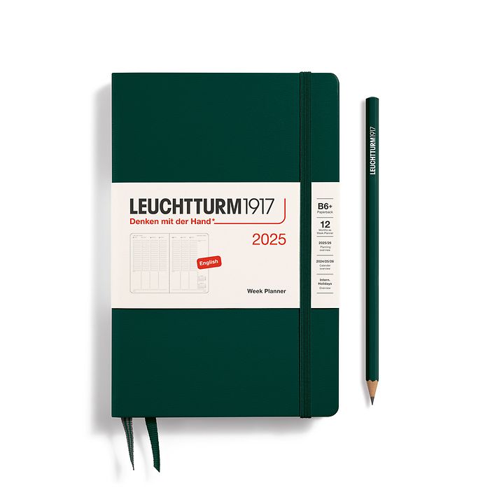 Week Planner Paperback (B6+) 2025, Forest Green, English