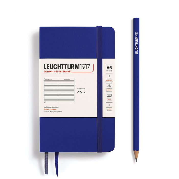 Notebook Pocket (A6), Softcover, 123 numbered pages, Ink, ruled