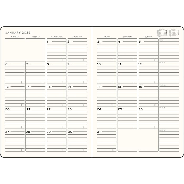 Monthly Planner with Notebook 2025, English